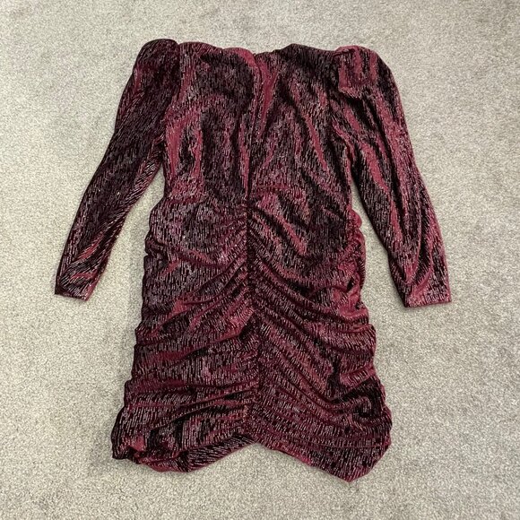 Lavish Alice Burgundy Diamante Velvet Wrap Mini Dress, Womens Size XL - Picture 2 of 4